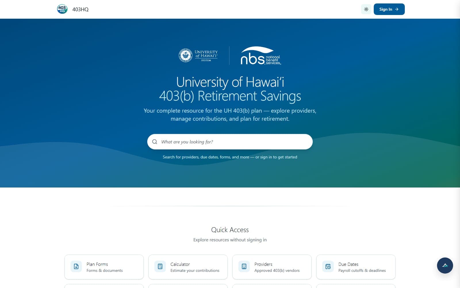 The 403HQ client portal sign-in screen