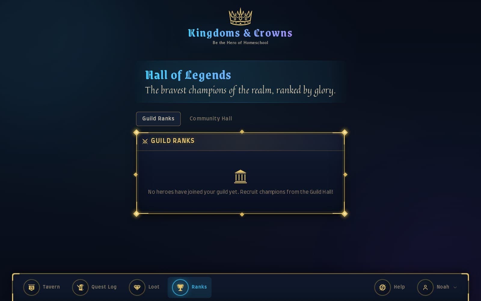 The ranks screen showing progression tiers